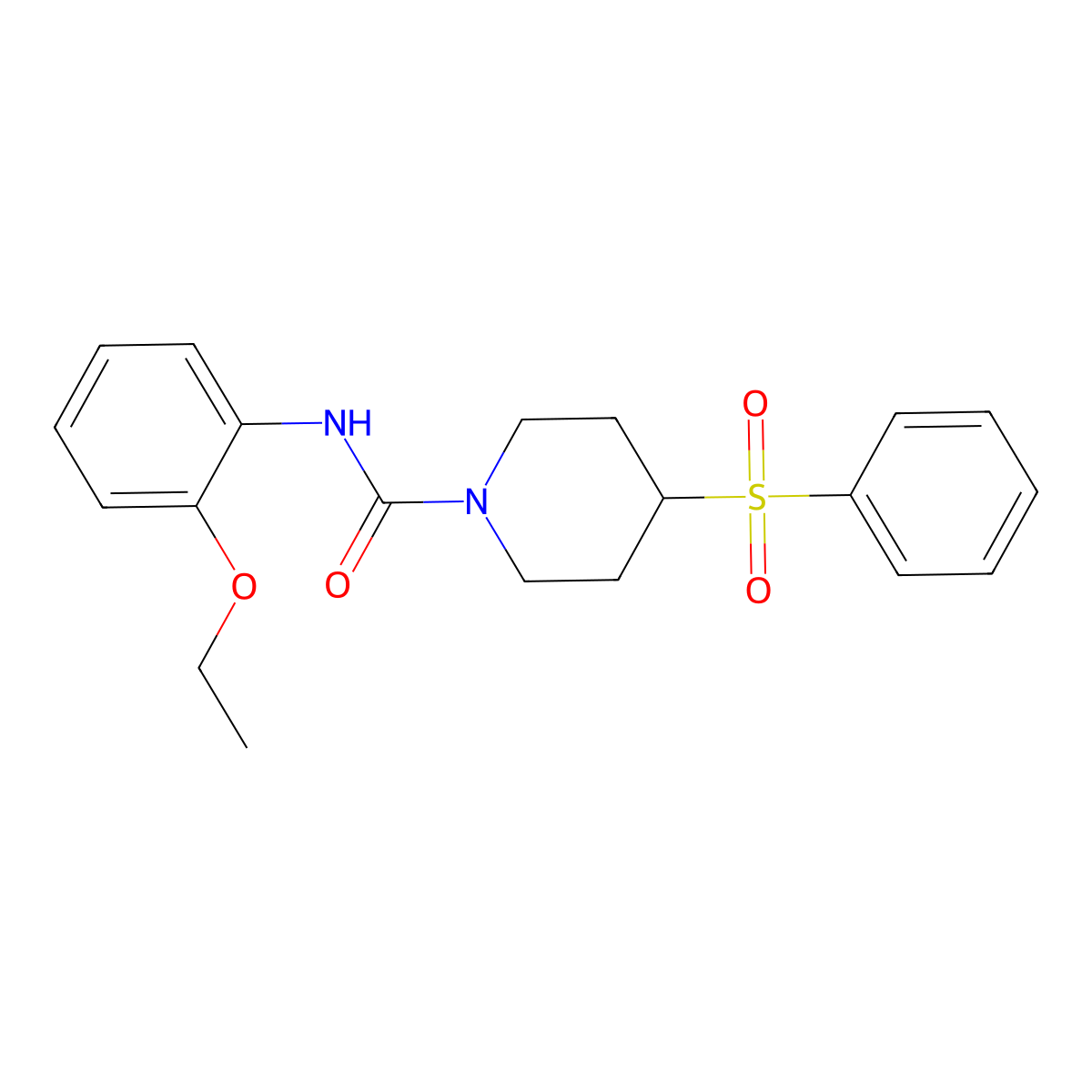 N-(2-ethoxyphenyl)-4-(phenylsulfonyl)piperidine-1-carboxamide molecular structure, CAS 1448058-02-3