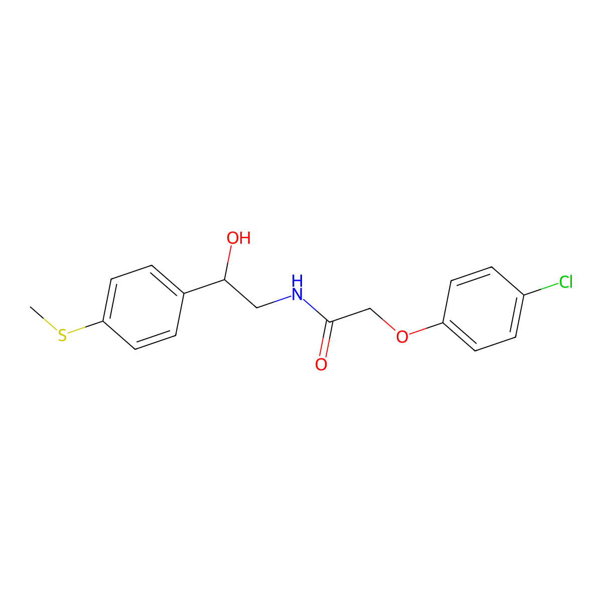 2-(4-chlorophenoxy)-N-(2-hydroxy-2-(4-(methylthio)phenyl)ethyl)acetamide molecular structure, CAS 1448058-04-5