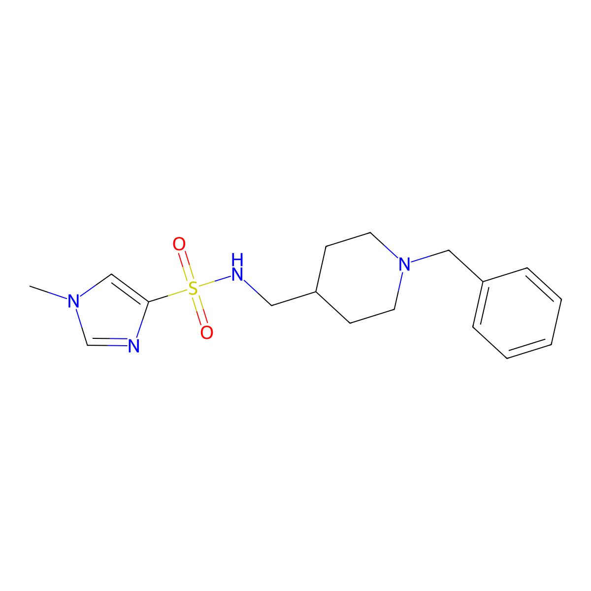 N-((1-benzylpiperidin-4-yl)methyl)-1-methyl-1H-imidazole-4-sulfonamide molecular structure, CAS 1448058-10-3