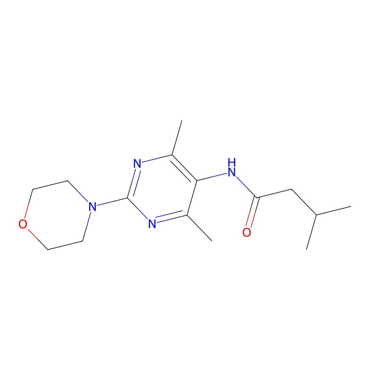 N-(4,6-dimethyl-2-morpholinopyrimidin-5-yl)-3-methylbutanamide molecular structure, CAS 1448058-13-6