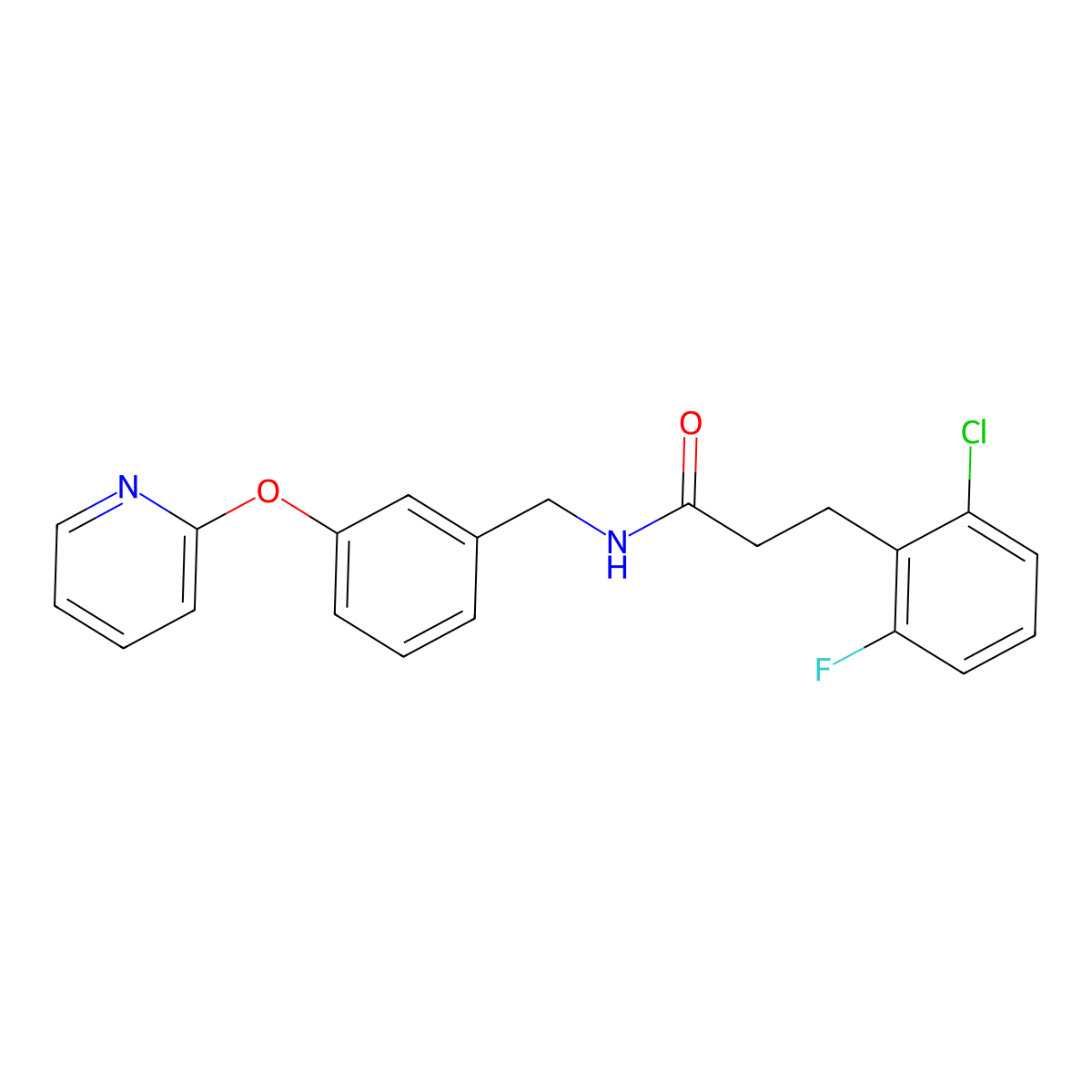 3-(2-chloro-6-fluorophenyl)-N-(3-(pyridin-2-yloxy)benzyl)propanamide molecular structure, CAS 1448058-14-7