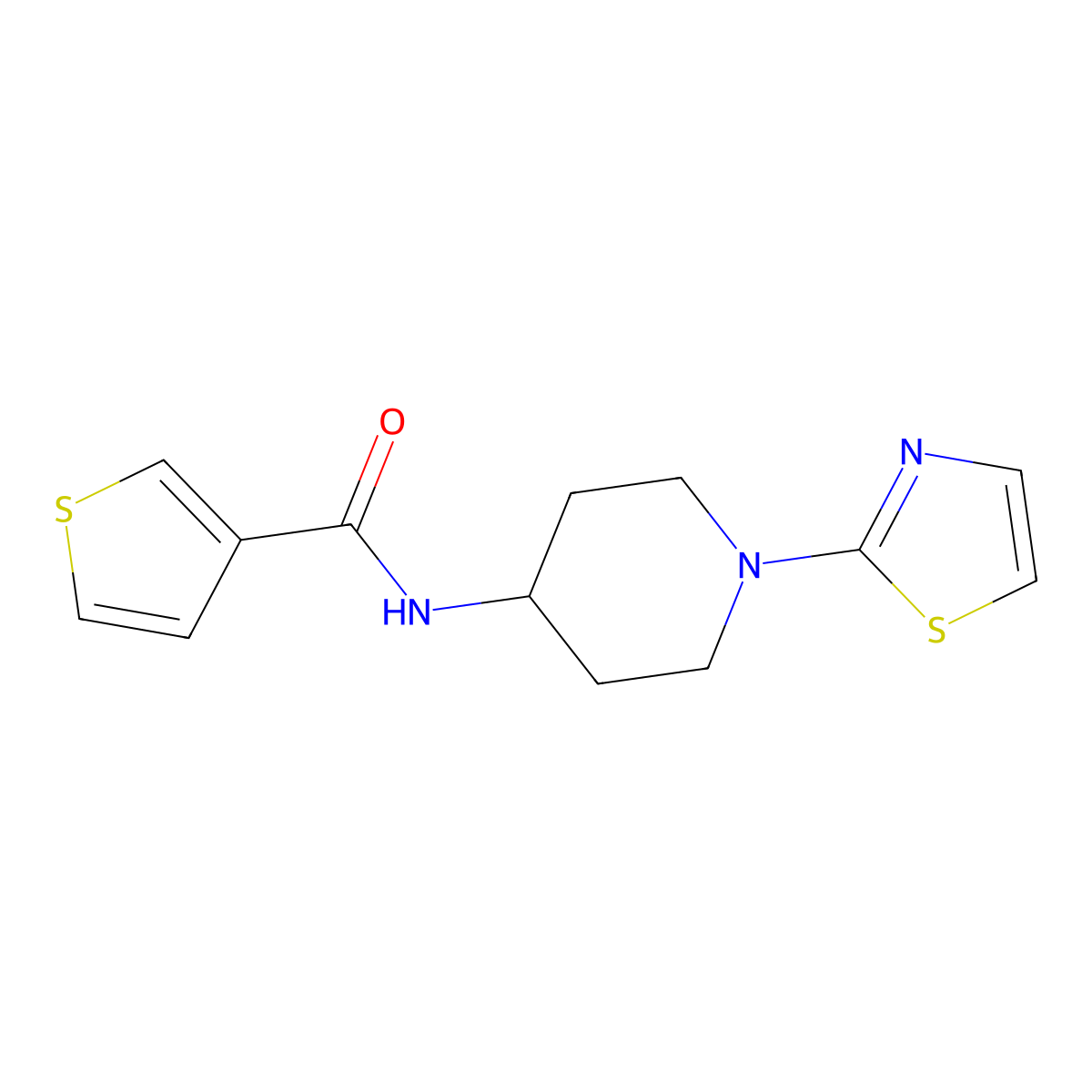 N-(1-(thiazol-2-yl)piperidin-4-yl)thiophene-3-carboxamide molecular structure, CAS 1448058-18-1