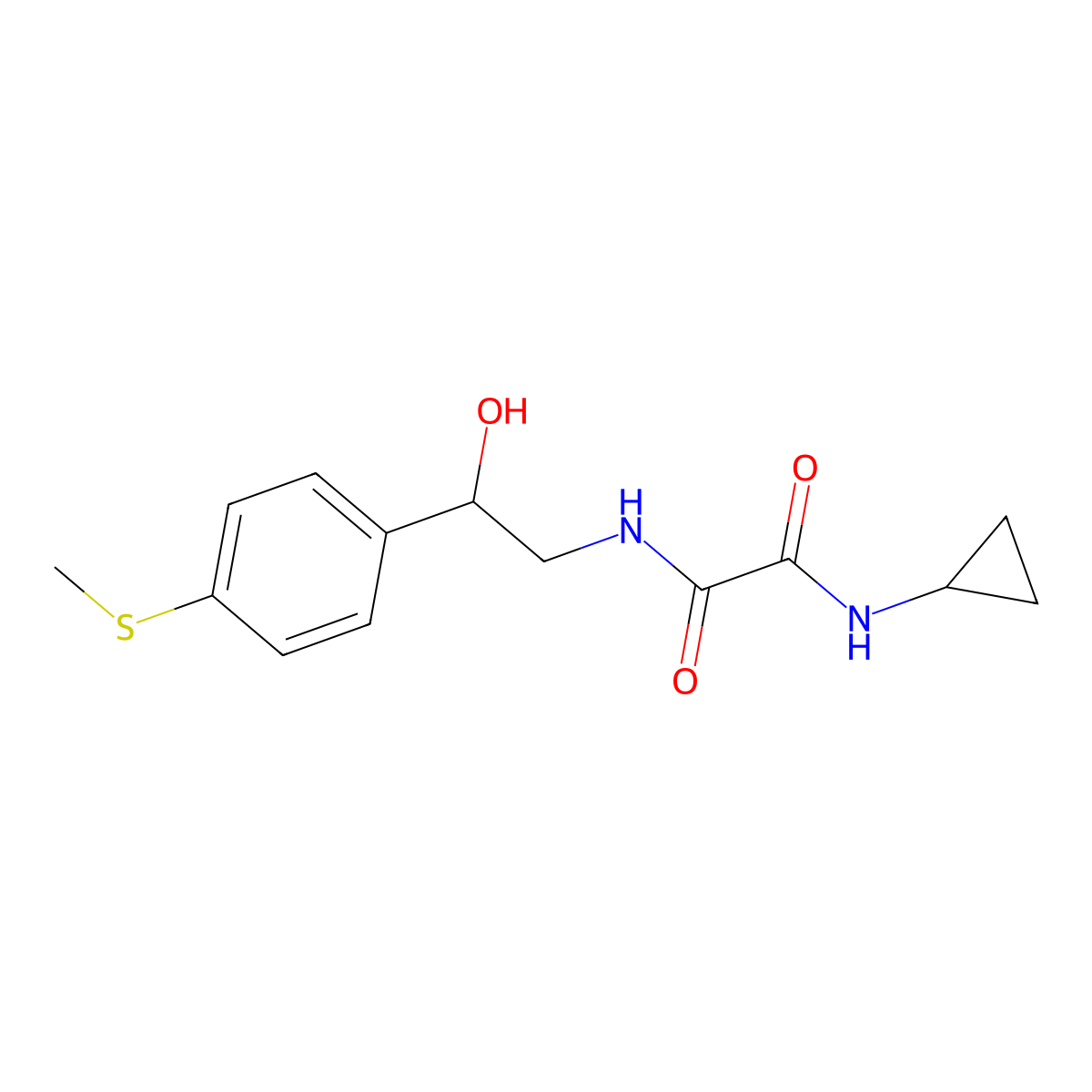 N1-cyclopropyl-N2-(2-hydroxy-2-(4-(methylthio)phenyl)ethyl)oxalamide molecular structure, CAS 1448058-20-5