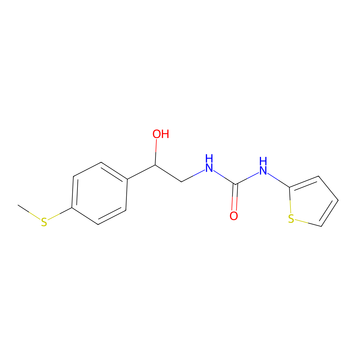 1-(2-Hydroxy-2-(4-(methylthio)phenyl)ethyl)-3-(thiophen-2-yl)urea molecular structure, CAS 1448058-26-1