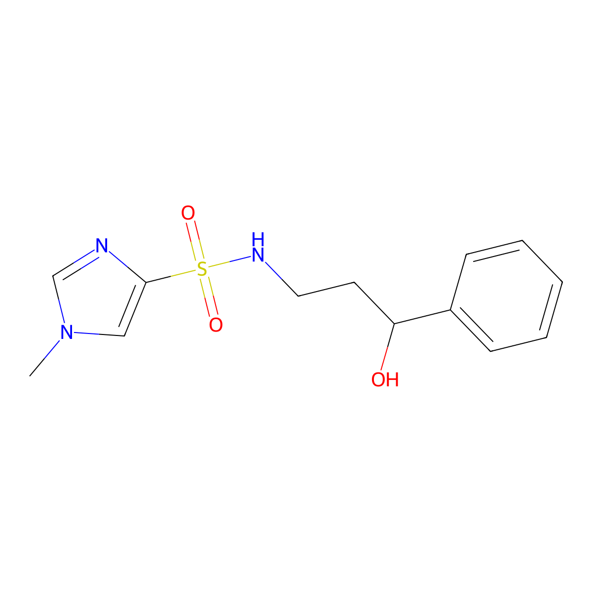 N-(3-hydroxy-3-phenylpropyl)-1-methyl-1H-imidazole-4-sulfonamide molecular structure, CAS 1448058-29-4