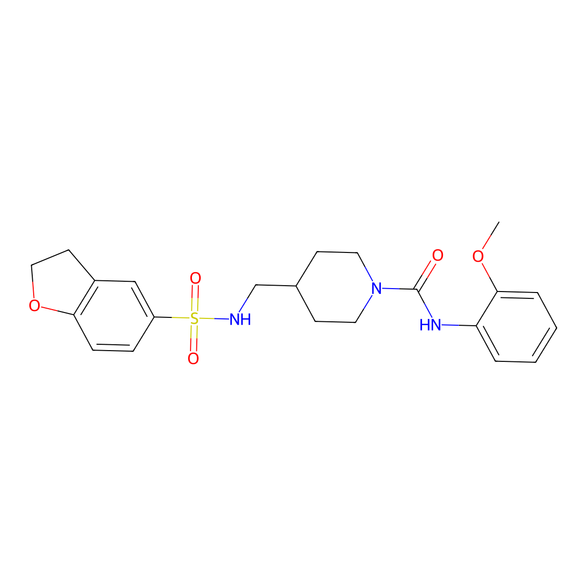 4-((2,3-dihydrobenzofuran-5-sulfonamido)methyl)-N-(2-methoxyphenyl)piperidine-1-carboxamide molecular structure, CAS 1448058-33-0