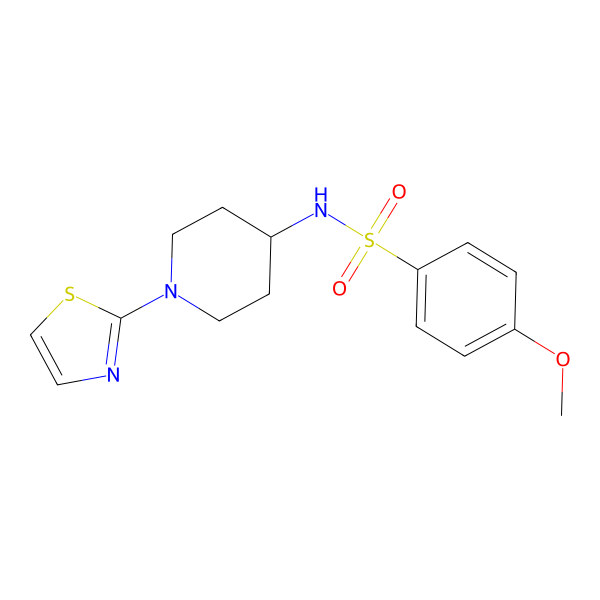 4-methoxy-N-(1-(thiazol-2-yl)piperidin-4-yl)benzenesulfonamide molecular structure, CAS 1448058-35-2