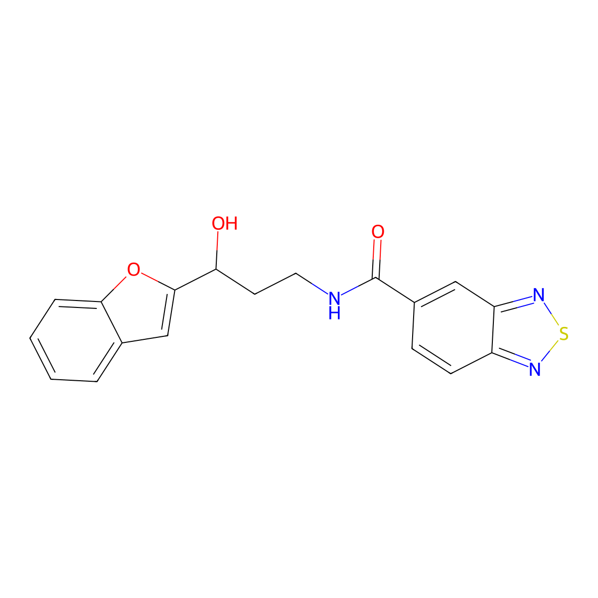 N-(3-(benzofuran-2-yl)-3-hydroxypropyl)benzo[c][1,2,5]thiadiazole-5-carboxamide molecular structure, CAS 1448058-36-3