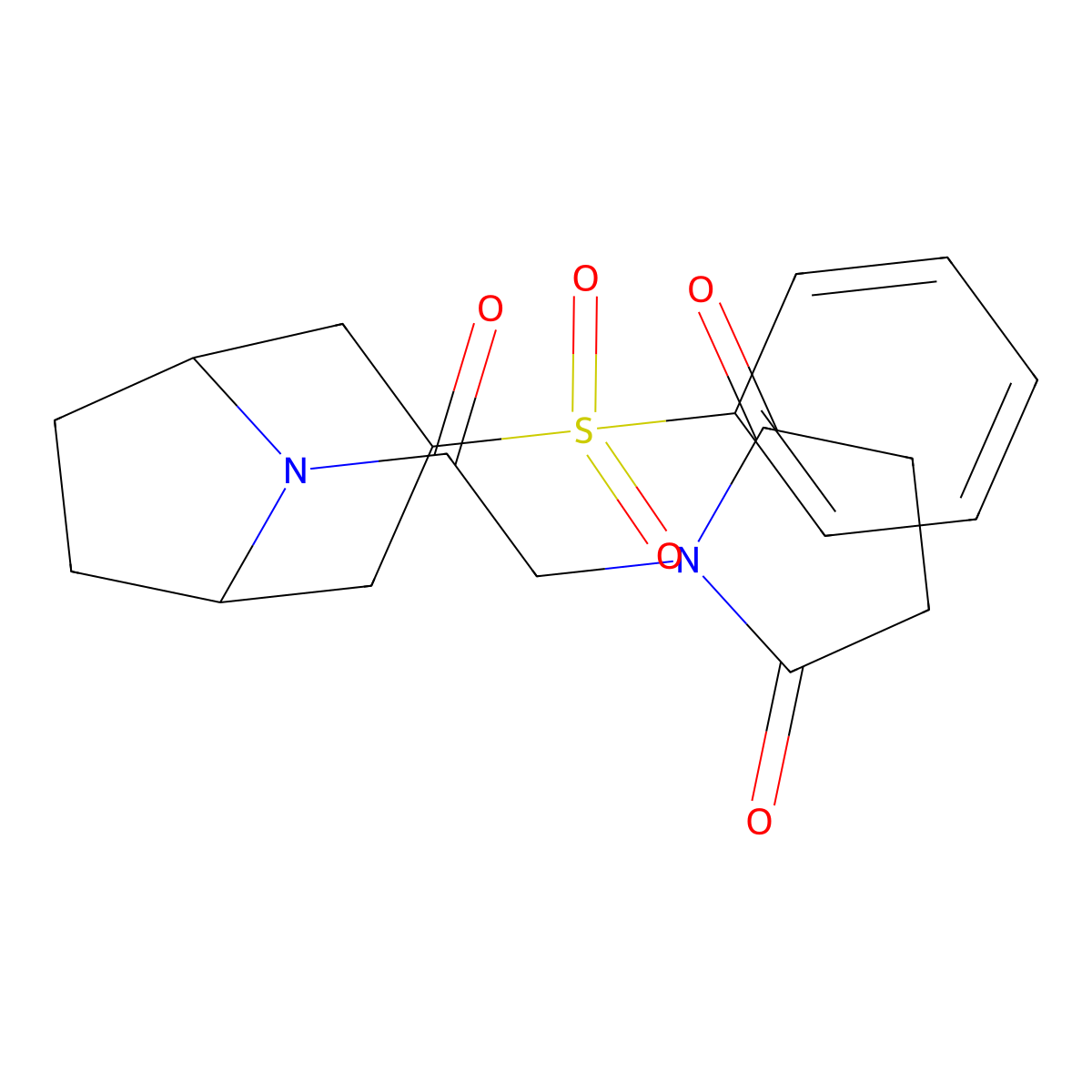 1-(2-oxo-2-((1R,5S)-3-(phenylsulfonyl)-8-azabicyclo[3.2.1]octan-8-yl)ethyl)pyrrolidine-2,5-dione molecular structure, CAS 1448058-39-6