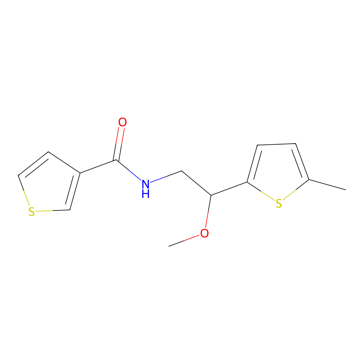 N-(2-methoxy-2-(5-methylthiophen-2-yl)ethyl)thiophene-3-carboxamide molecular structure, CAS 1448058-41-0