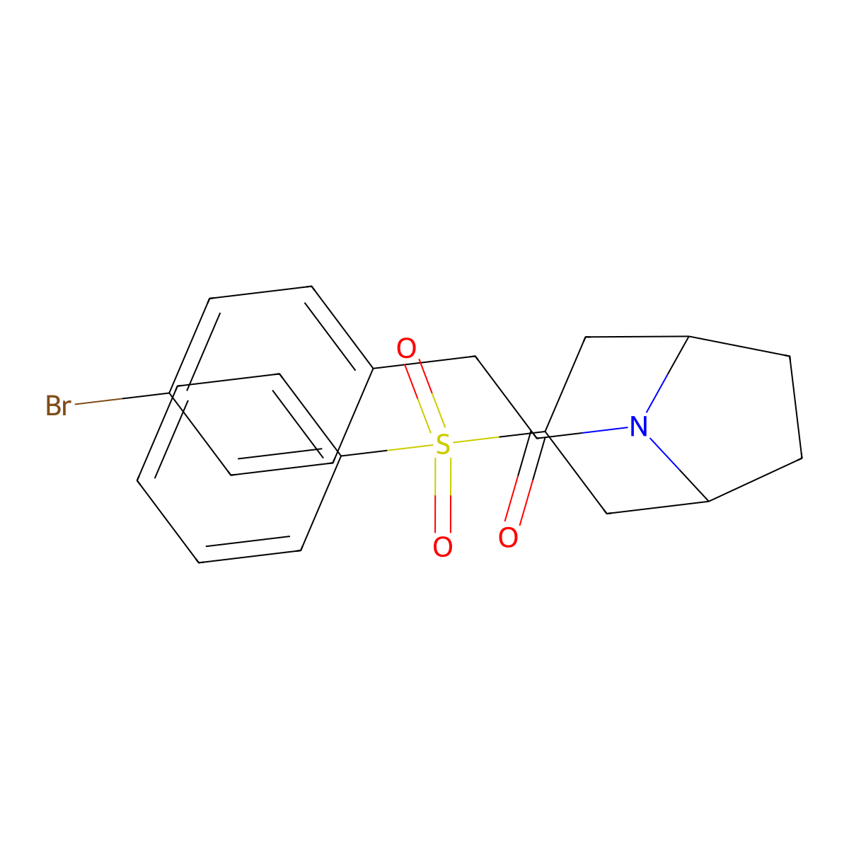 2-(4-bromophenyl)-1-((1R,5S)-3-(phenylsulfonyl)-8-azabicyclo[3.2.1]octan-8-yl)ethanone molecular structure, CAS 1448058-43-2
