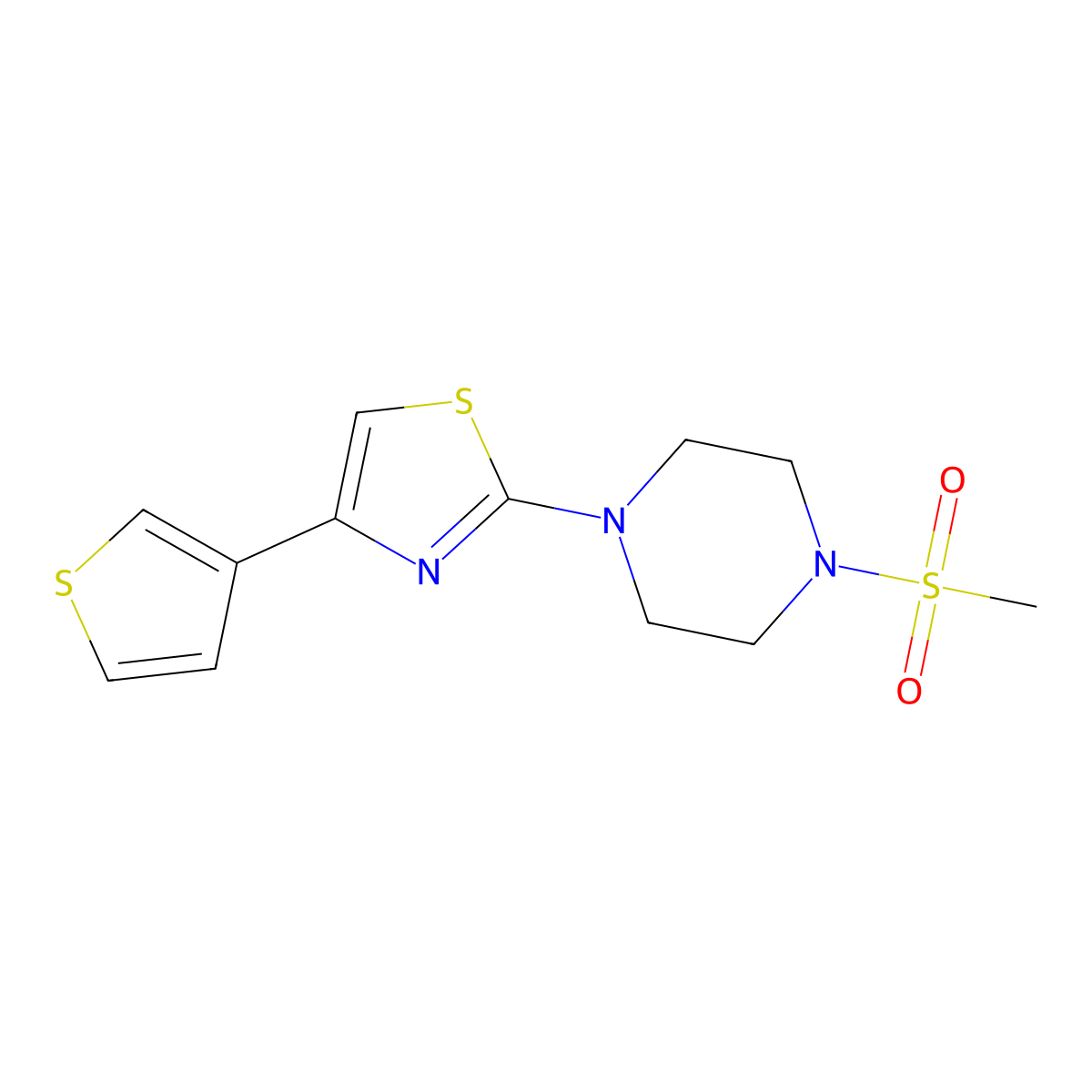 2-(4-(Methylsulfonyl)piperazin-1-yl)-4-(thiophen-3-yl)thiazole molecular structure, CAS 1448058-53-4