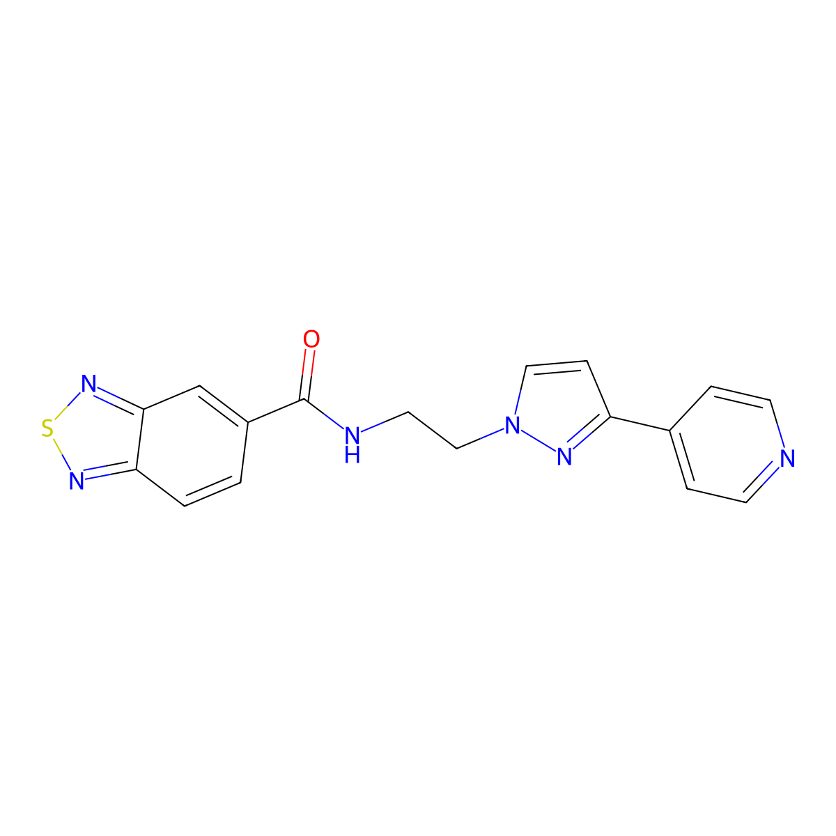 N-(2-(3-(pyridin-4-yl)-1H-pyrazol-1-yl)ethyl)benzo[c][1,2,5]thiadiazole-5-carboxamide molecular structure, CAS 1448058-57-8