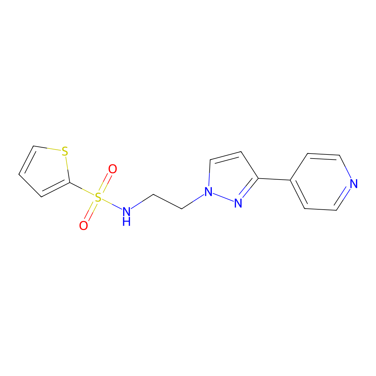 N-(2-(3-(pyridin-4-yl)-1H-pyrazol-1-yl)ethyl)thiophene-2-sulfonamide molecular structure, CAS 1448058-59-0