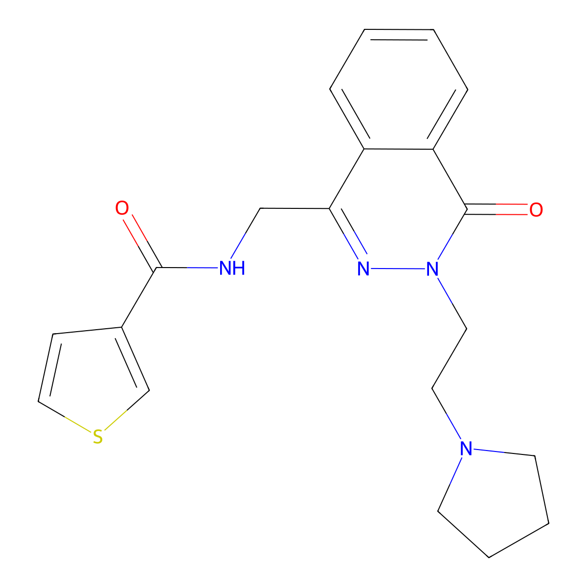 N-({4-oxo-3-[2-(pyrrolidin-1-yl)ethyl]-3,4-dihydrophthalazin-1-yl}methyl)thiophene-3-carboxamide molecular structure, CAS 1448058-60-3