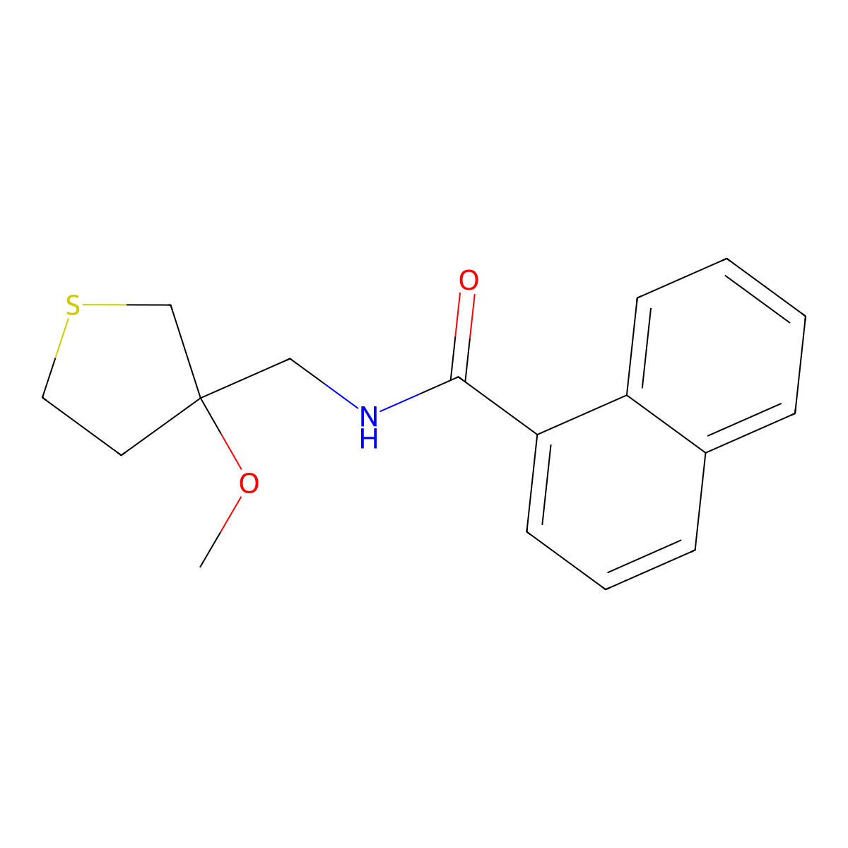 N-((3-methoxytetrahydrothiophen-3-yl)methyl)-1-naphthamide molecular structure, CAS 1448058-61-4