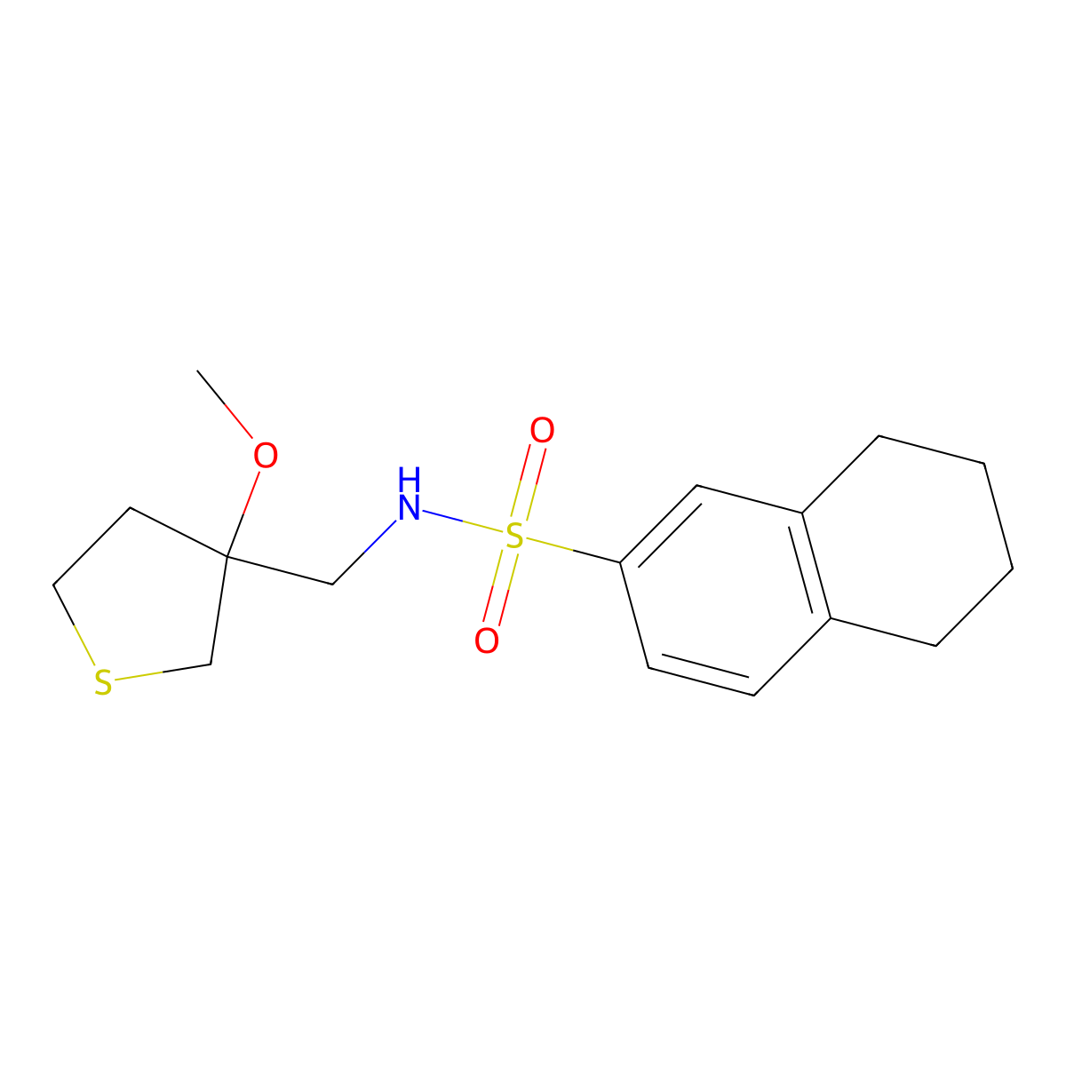 N-((3-methoxytetrahydrothiophen-3-yl)methyl)-5,6,7,8-tetrahydronaphthalene-2-sulfonamide molecular structure, CAS 1448058-64-7
