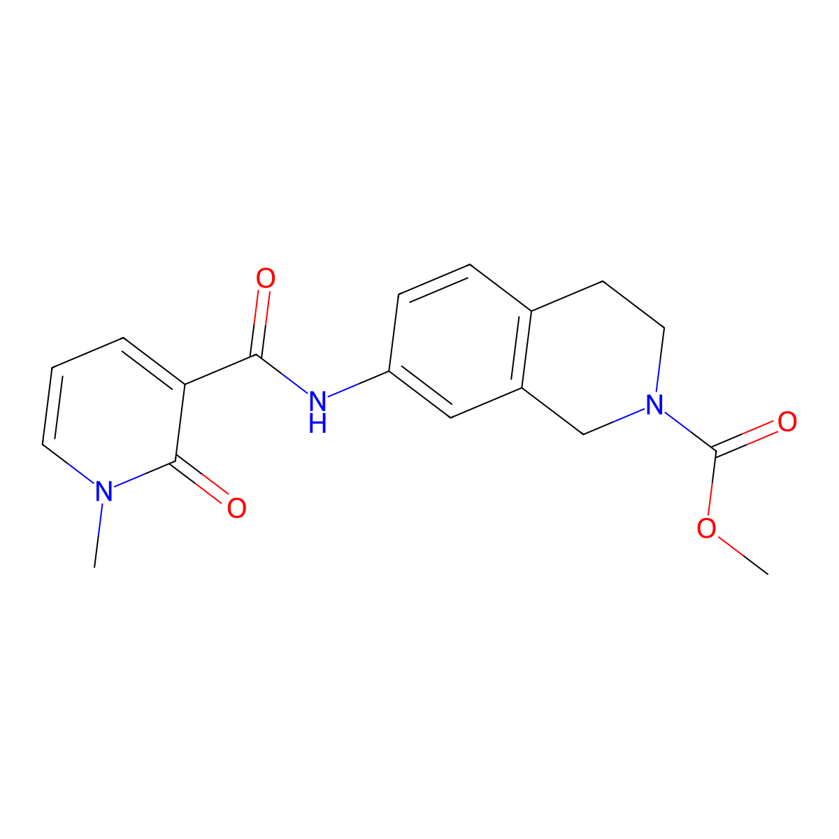 methyl 7-(1-methyl-2-oxo-1,2-dihydropyridine-3-carboxamido)-3,4-dihydroisoquinoline-2(1H)-carboxylate molecular structure, CAS 1448058-65-8