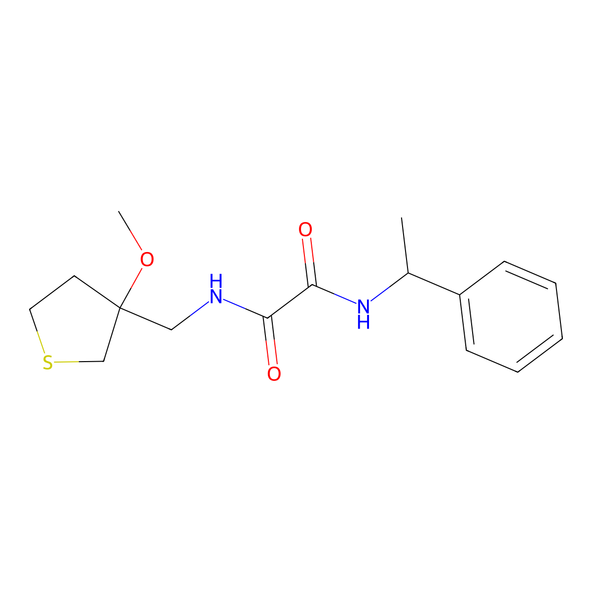 N1-((3-methoxytetrahydrothiophen-3-yl)methyl)-N2-(1-phenylethyl)oxalamide molecular structure, CAS 1448058-67-0