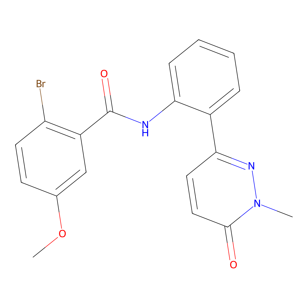2-bromo-5-methoxy-N-[2-(1-methyl-6-oxo-1,6-dihydropyridazin-3-yl)phenyl]benzamide molecular structure, CAS 1448058-74-9
