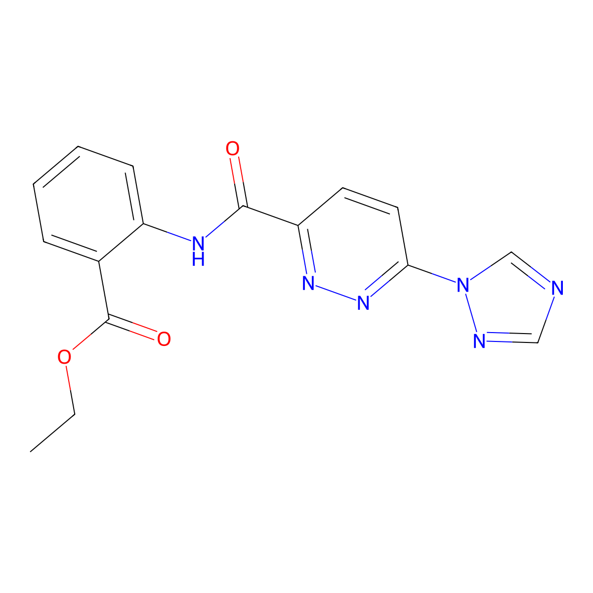 ethyl 2-(6-(1H-1,2,4-triazol-1-yl)pyridazine-3-carboxamido)benzoate molecular structure, CAS 1448058-81-8