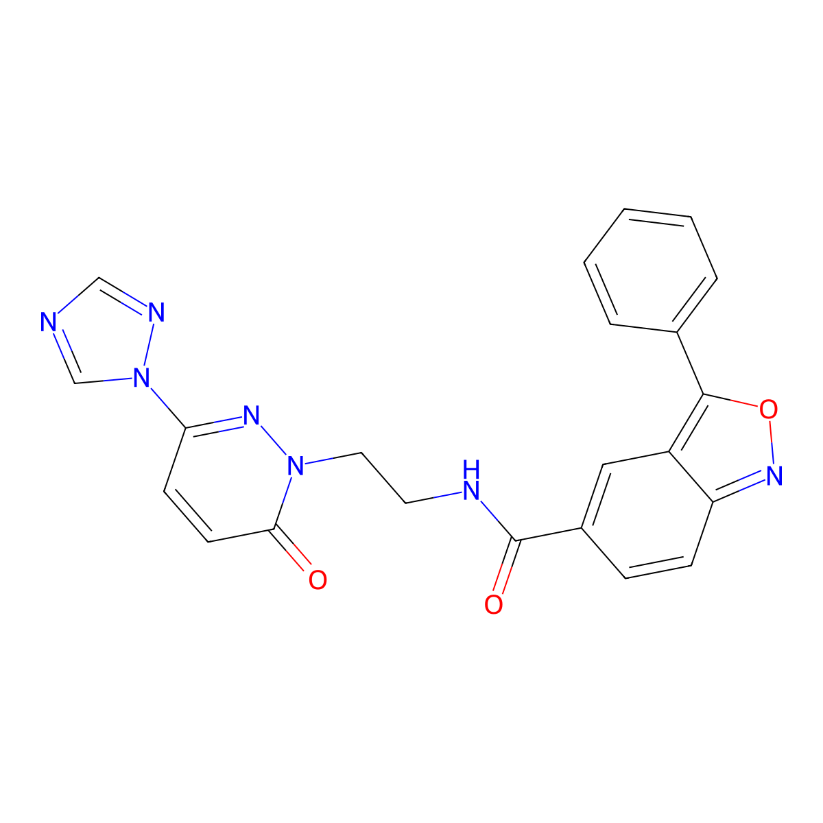 N-(2-(6-oxo-3-(1H-1,2,4-triazol-1-yl)pyridazin-1(6H)-yl)ethyl)-3-phenylbenzo[c]isoxazole-5-carboxamide molecular structure, CAS 1448058-91-0