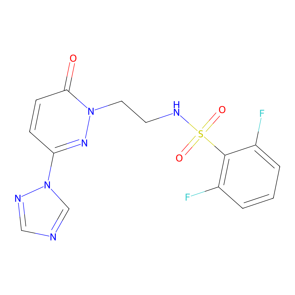 2,6-difluoro-N-(2-(6-oxo-3-(1H-1,2,4-triazol-1-yl)pyridazin-1(6H)-yl)ethyl)benzenesulfonamide molecular structure, CAS 1448058-93-2