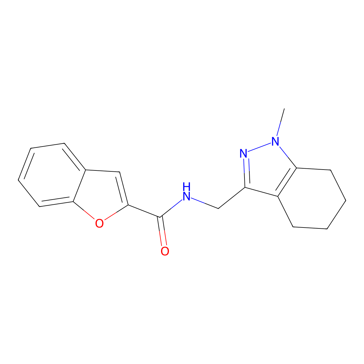 N-((1-methyl-4,5,6,7-tetrahydro-1H-indazol-3-yl)methyl)benzofuran-2-carboxamide molecular structure, CAS 1448058-94-3