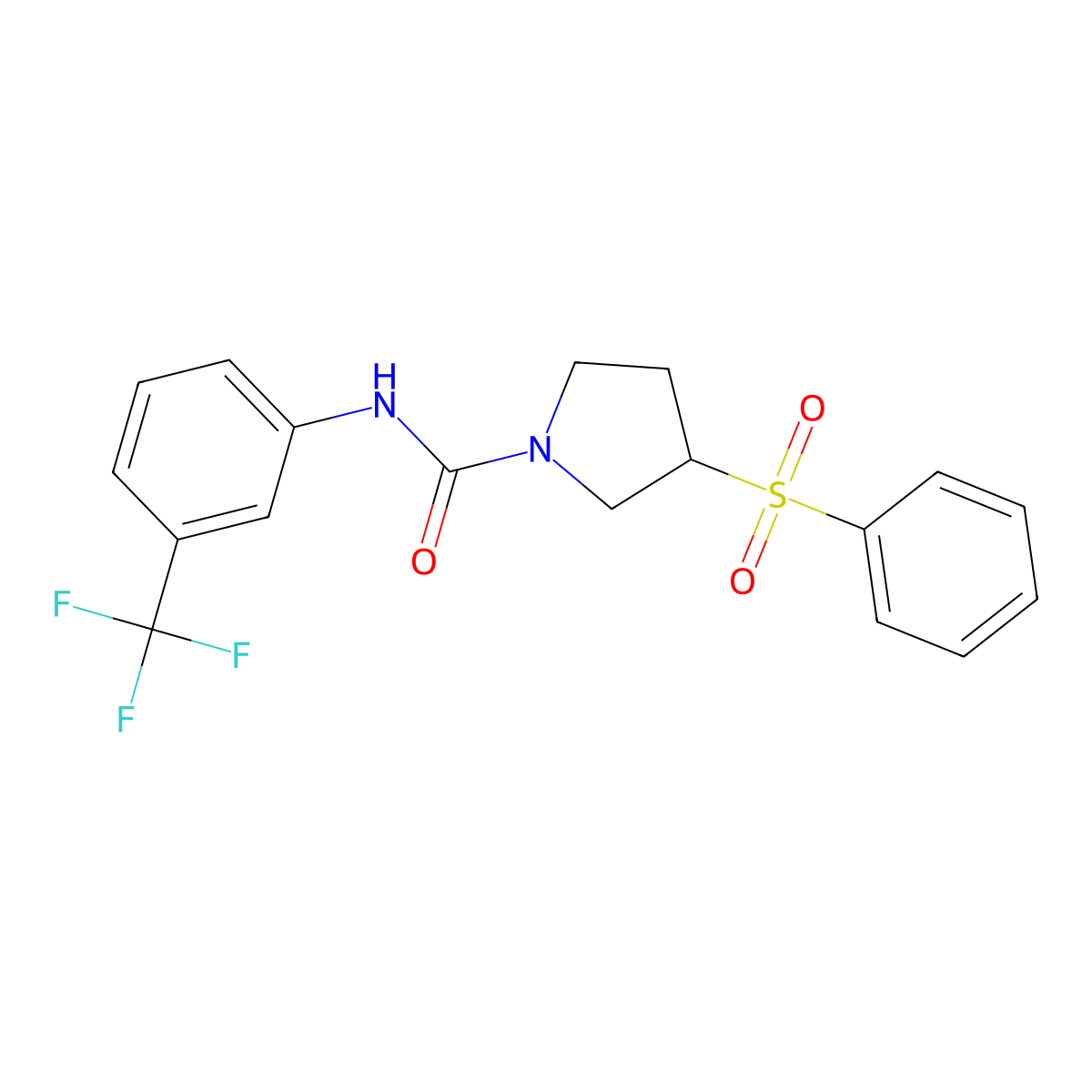 3-(phenylsulfonyl)-N-(3-(trifluoromethyl)phenyl)pyrrolidine-1-carboxamide molecular structure, CAS 1448059-00-4