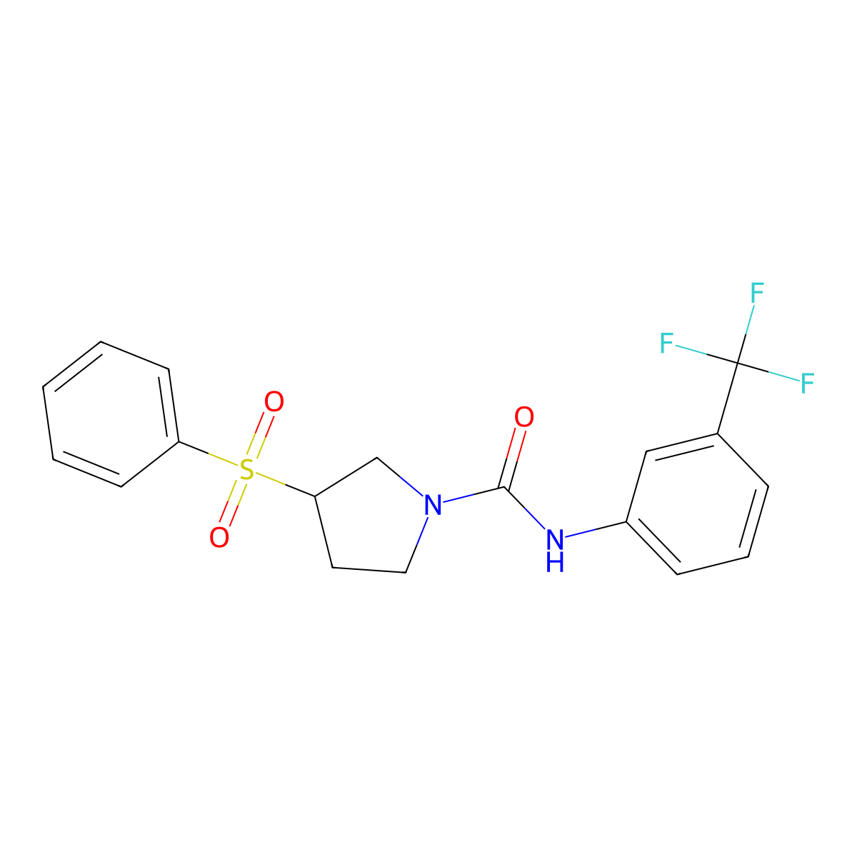 3-(phenylsulfonyl)-N-(3-(trifluoromethyl)phenyl)pyrrolidine-1-carboxamide molecular structure, CAS 1448059-00-4