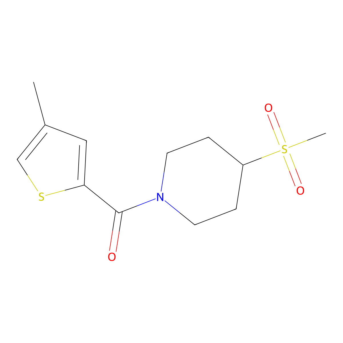 (4-(Methylsulfonyl)piperidin-1-yl)(4-methylthiophen-2-yl)methanone molecular structure, CAS 1448059-01-5