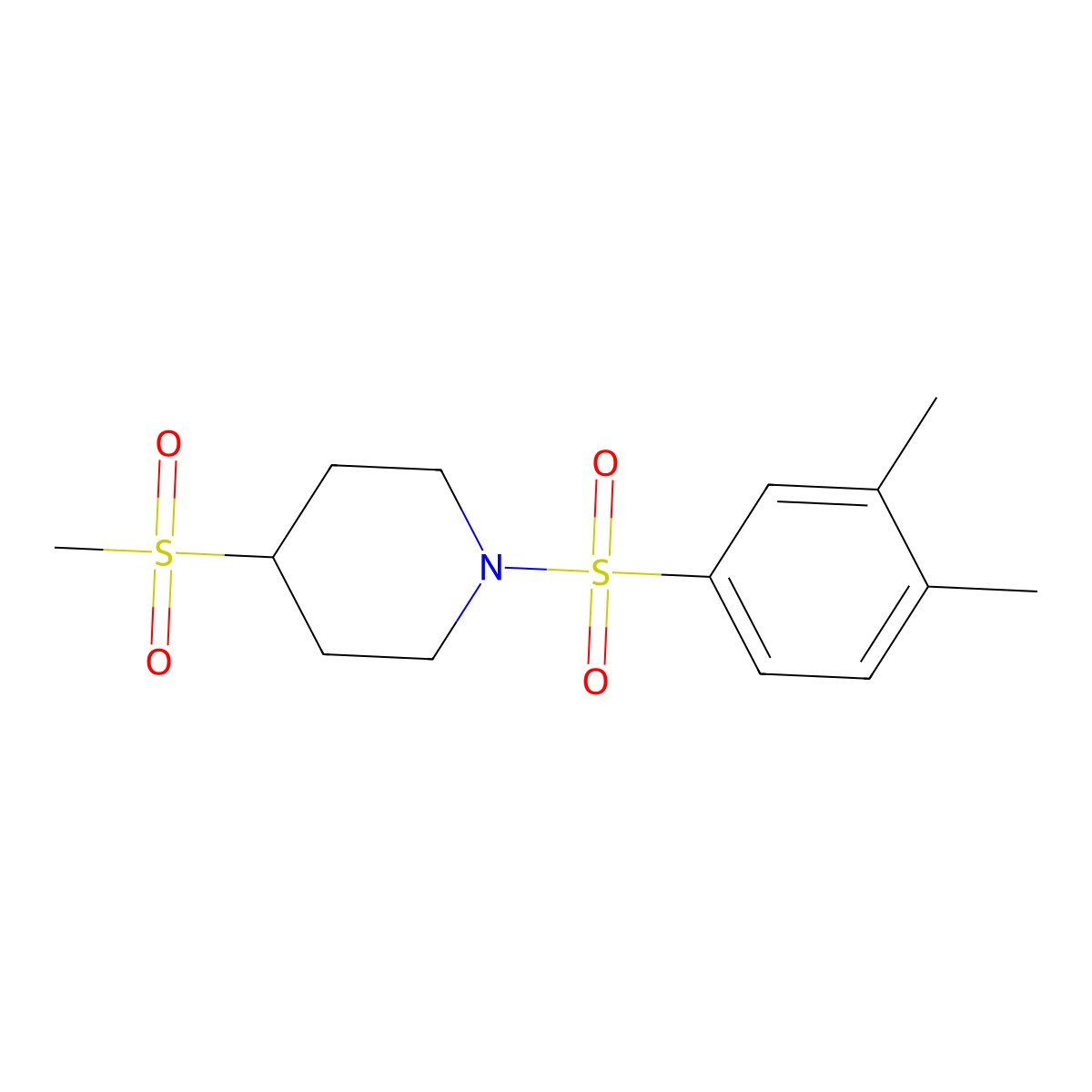 1-((3,4-Dimethylphenyl)sulfonyl)-4-(methylsulfonyl)piperidine molecular structure, CAS 1448059-03-7
