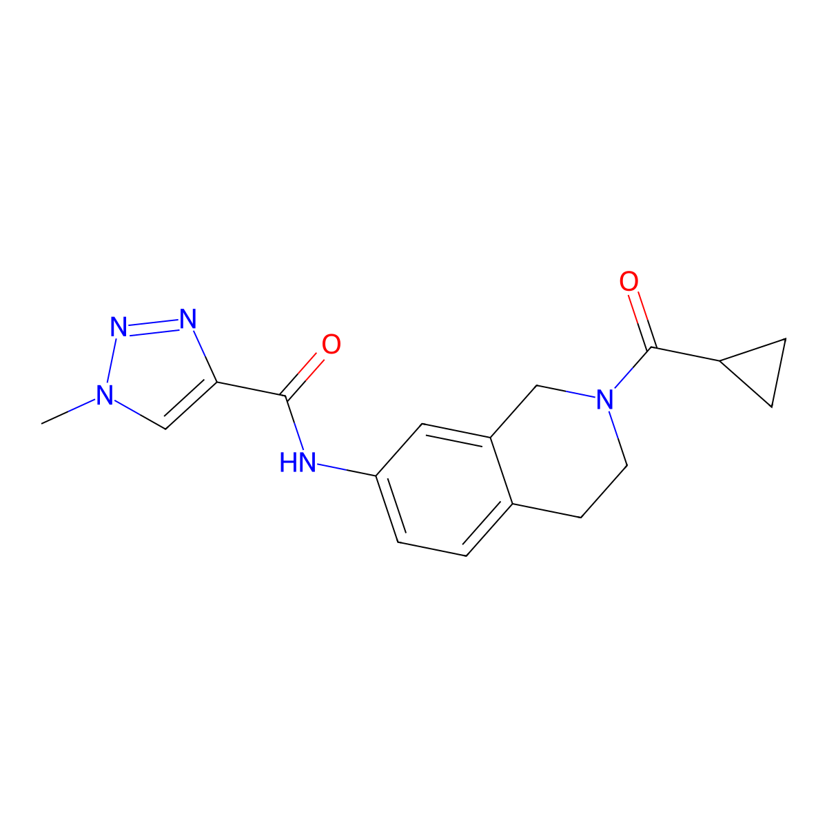 N-(2-(cyclopropanecarbonyl)-1,2,3,4-tetrahydroisoquinolin-7-yl)-1-methyl-1H-1,2,3-triazole-4-carboxamide molecular structure, CAS 1448059-09-3