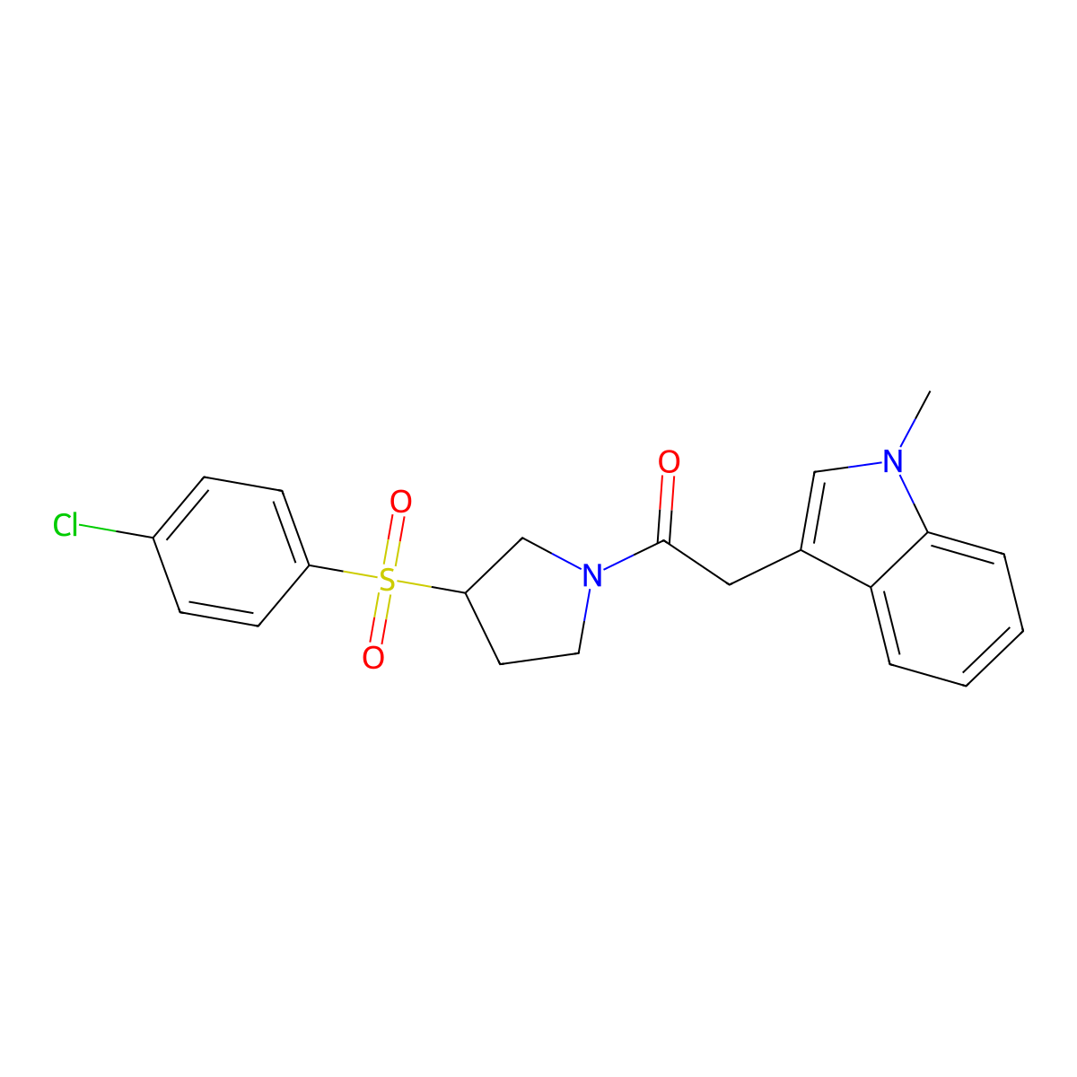 1-(3-((4-chlorophenyl)sulfonyl)pyrrolidin-1-yl)-2-(1-methyl-1H-indol-3-yl)ethanone molecular structure, CAS 1448059-17-3
