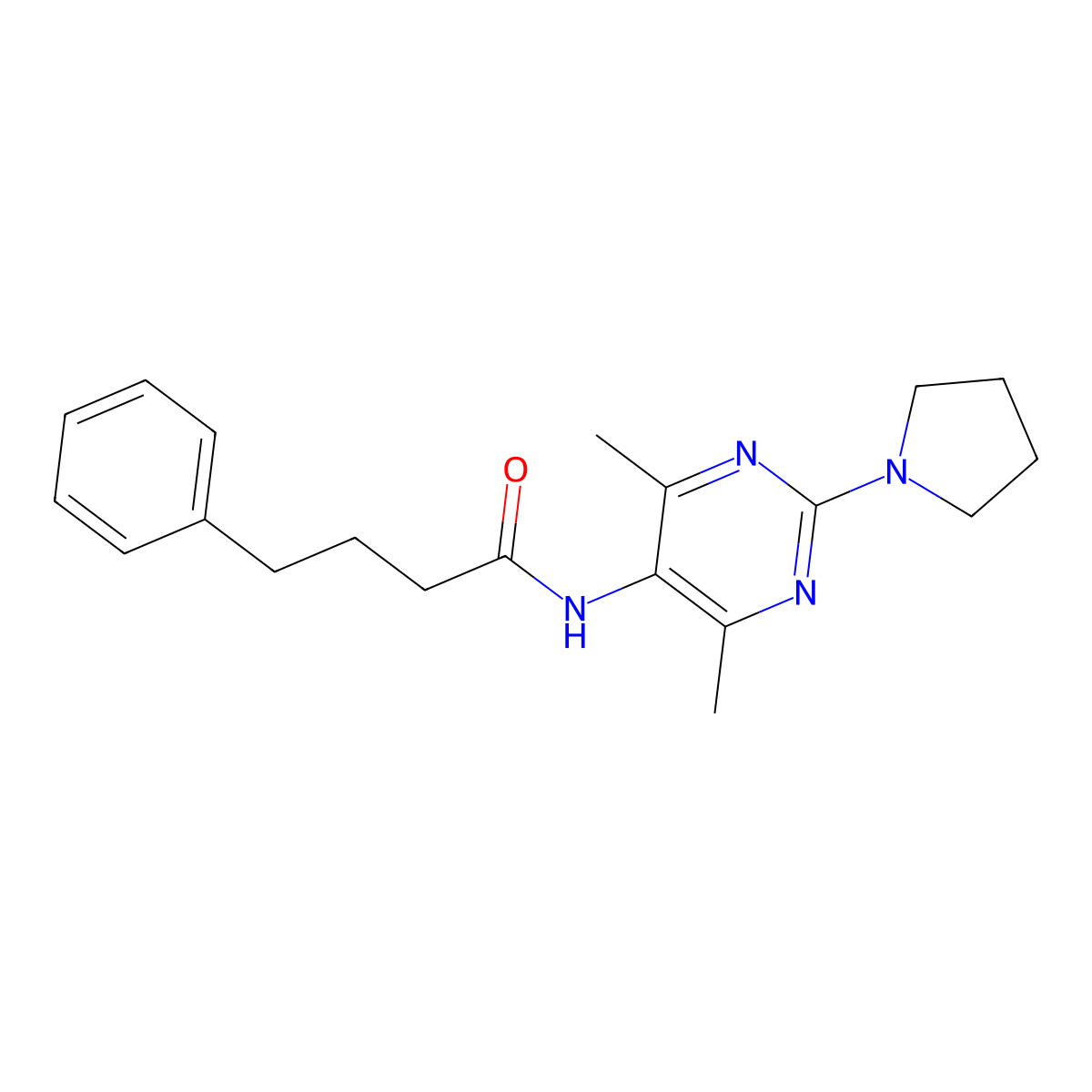 N-[4,6-Dimethyl-2-(pyrrolidin-1-YL)pyrimidin-5-YL]-4-phenylbutanamide molecular structure, CAS 1448059-23-1