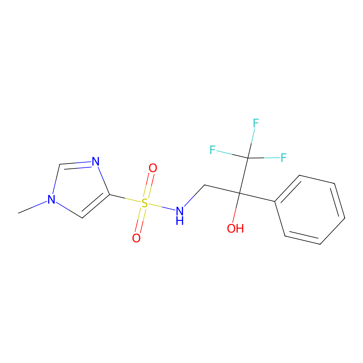 1-methyl-N-(3,3,3-trifluoro-2-hydroxy-2-phenylpropyl)-1H-imidazole-4-sulfonamide molecular structure, CAS 1448059-32-2