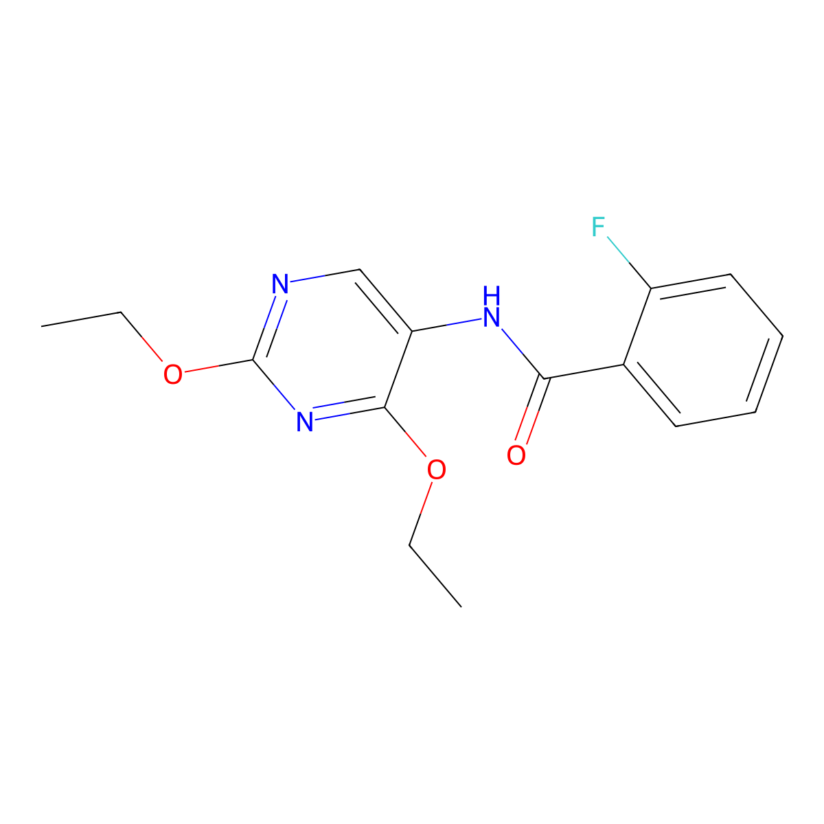 N-(2,4-diethoxypyrimidin-5-yl)-2-fluorobenzamide molecular structure, CAS 1448059-37-7