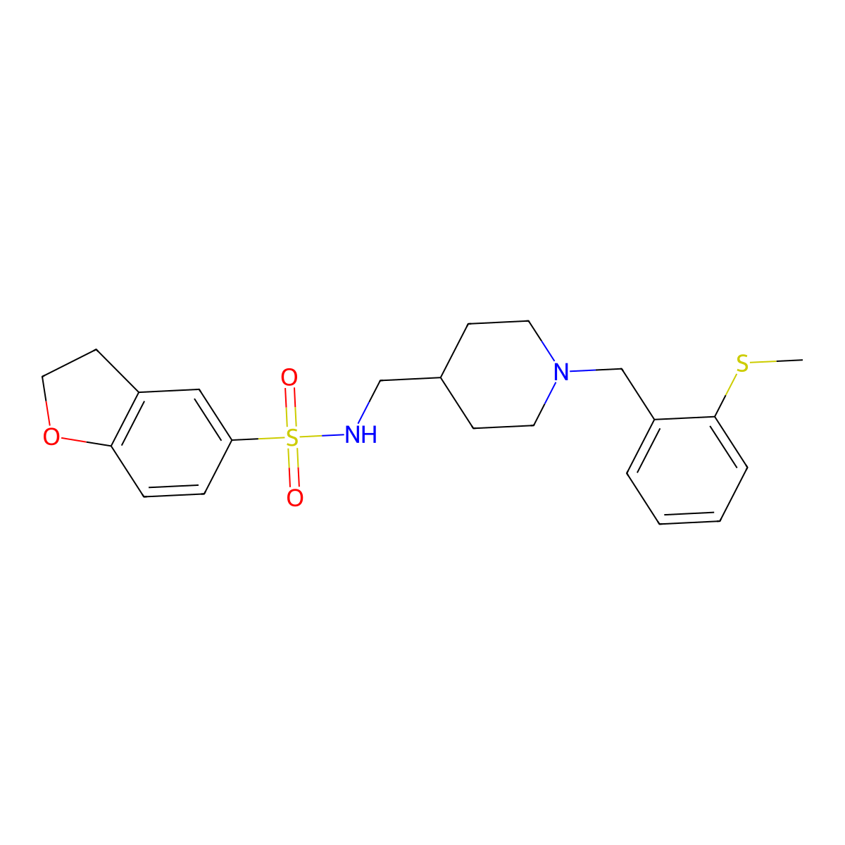 N-((1-(2-(methylthio)benzyl)piperidin-4-yl)methyl)-2,3-dihydrobenzofuran-5-sulfonamide molecular structure, CAS 1448059-38-8