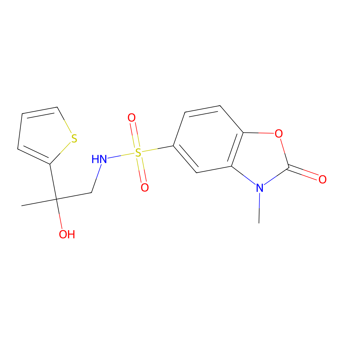 N-(2-hydroxy-2-(thiophen-2-yl)propyl)-3-methyl-2-oxo-2,3-dihydrobenzo[d]oxazole-5-sulfonamide molecular structure, CAS 1448059-42-4