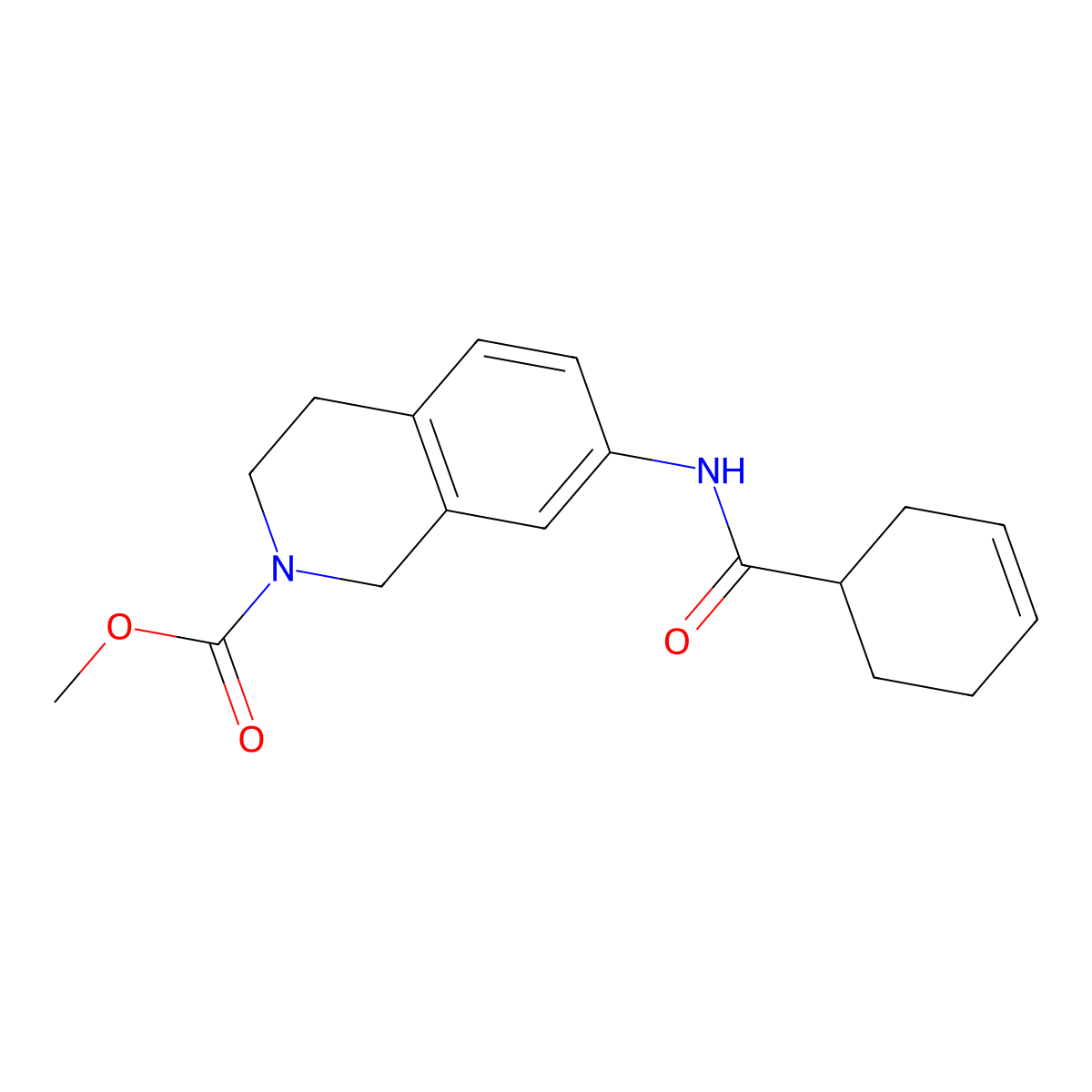 methyl 7-(cyclohex-3-enecarboxamido)-3,4-dihydroisoquinoline-2(1H)-carboxylate molecular structure, CAS 1448059-47-9