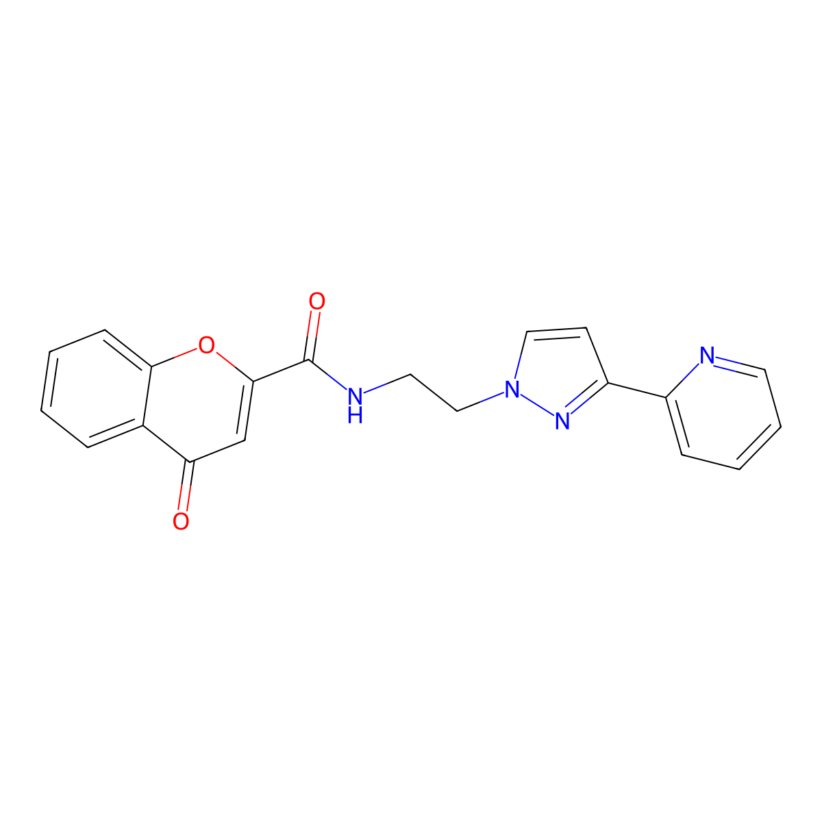 4-oxo-N-{2-[3-(pyridin-2-yl)-1H-pyrazol-1-yl]ethyl}-4H-chromene-2-carboxamide molecular structure, CAS 1448059-53-7