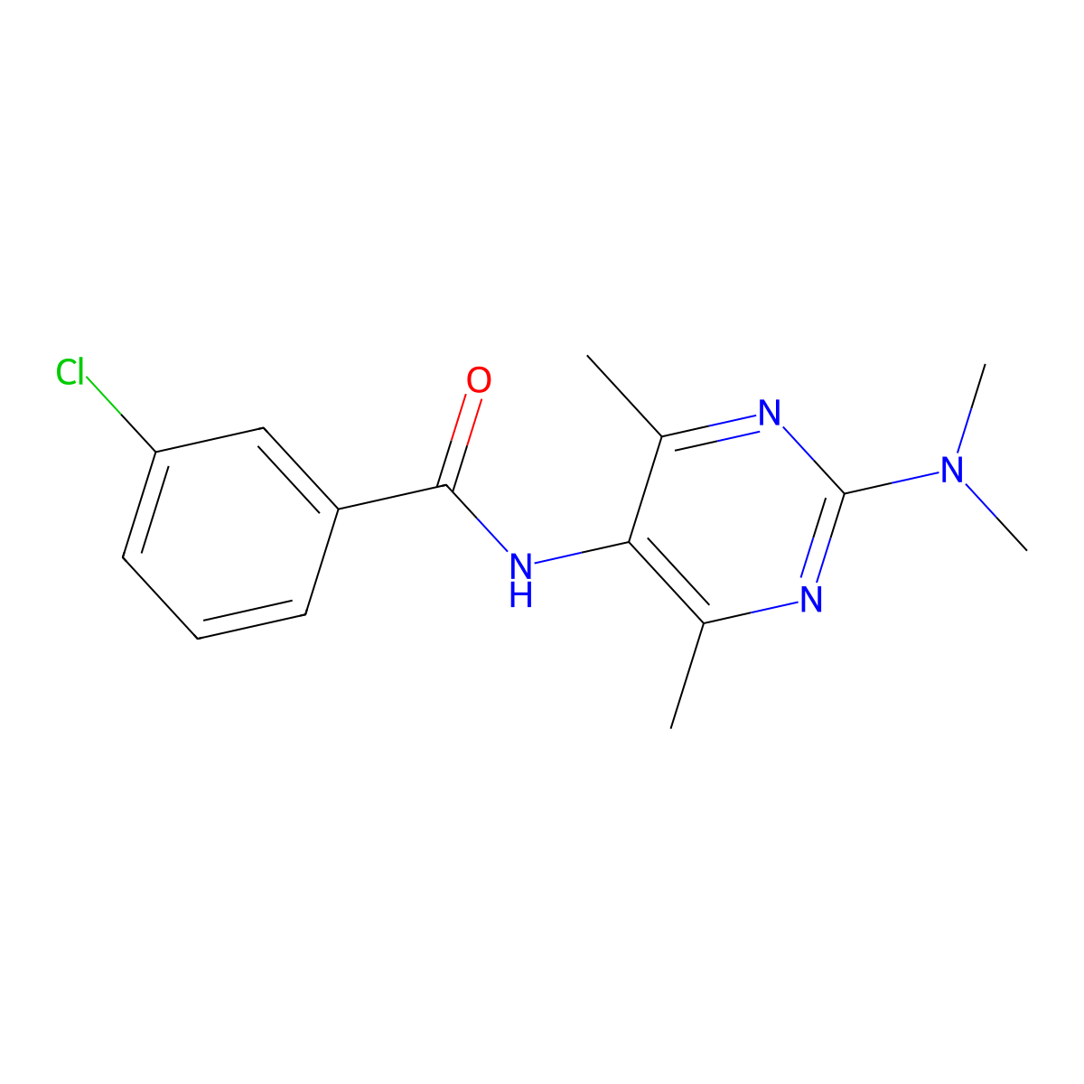 3-Chloro-N-[2-(dimethylamino)-4,6-dimethylpyrimidin-5-YL]benzamide molecular structure, CAS 1448059-54-8