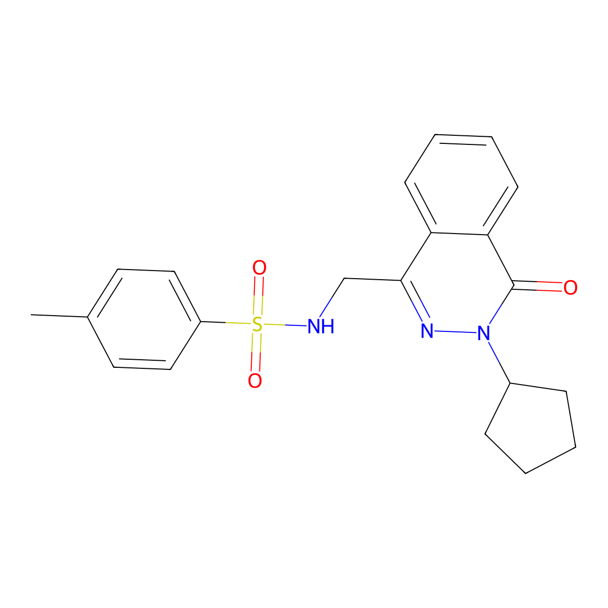 N-((3-cyclopentyl-4-oxo-3,4-dihydrophthalazin-1-yl)methyl)-4-methylbenzenesulfonamide molecular structure, CAS 1448059-62-8