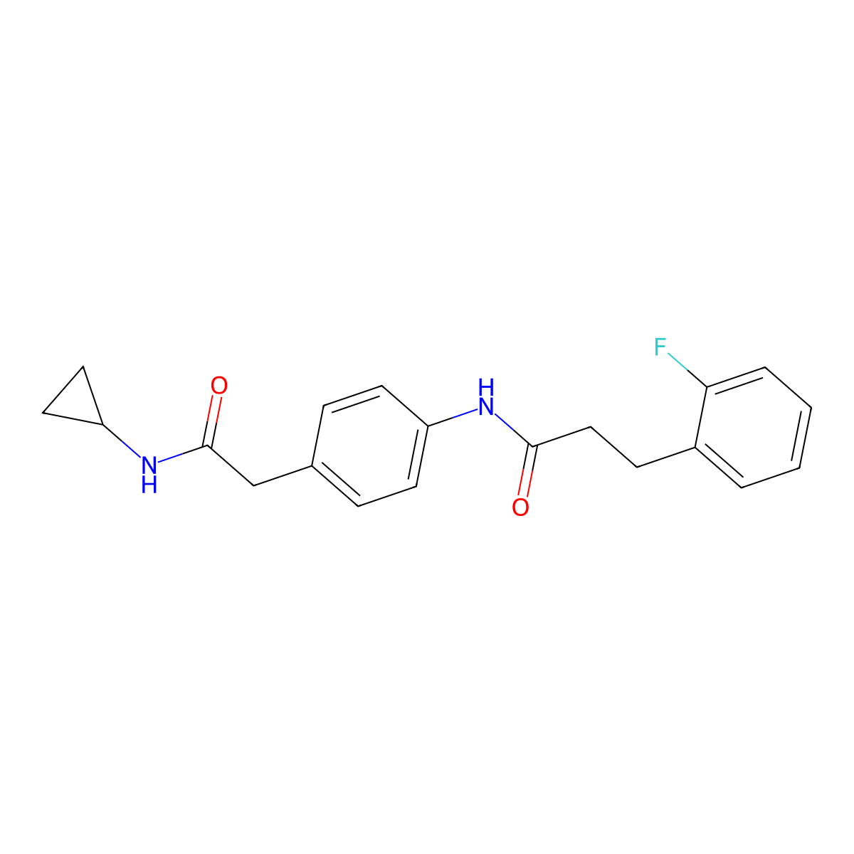 N-(4-(2-(cyclopropylamino)-2-oxoethyl)phenyl)-3-(2-fluorophenyl)propanamide molecular structure, CAS 1448059-63-9