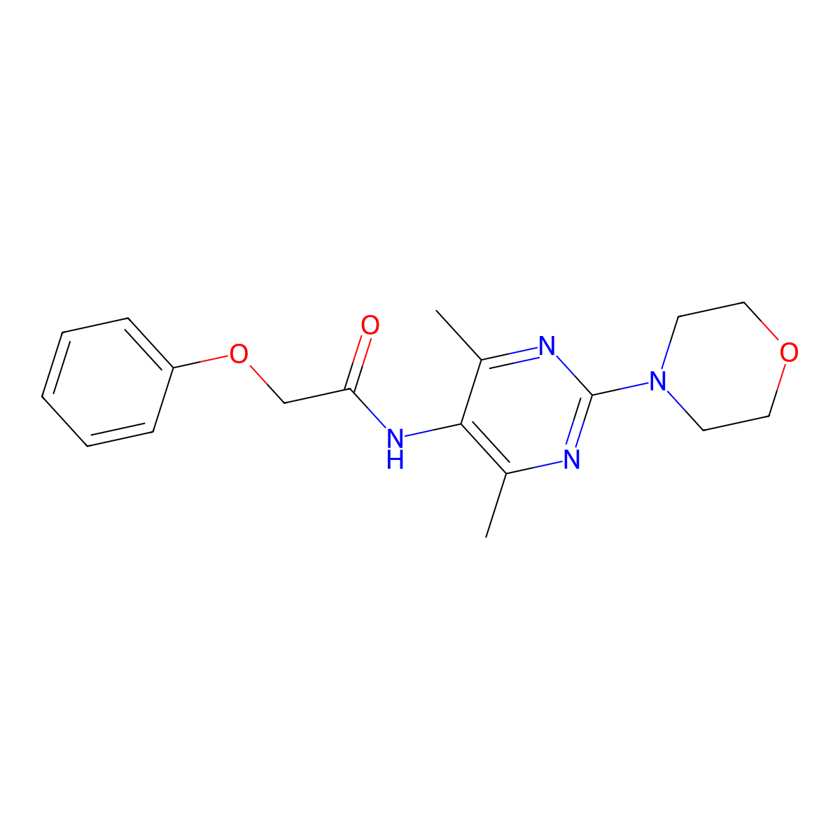 N-(4,6-dimethyl-2-morpholinopyrimidin-5-yl)-2-phenoxyacetamide molecular structure, CAS 1448059-67-3
