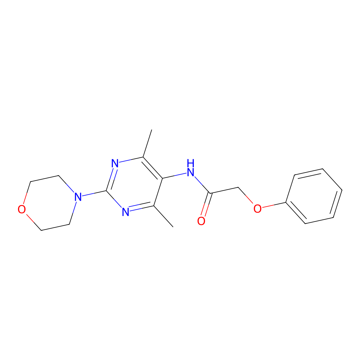 N-(4,6-dimethyl-2-morpholinopyrimidin-5-yl)-2-phenoxyacetamide molecular structure, CAS 1448059-67-3