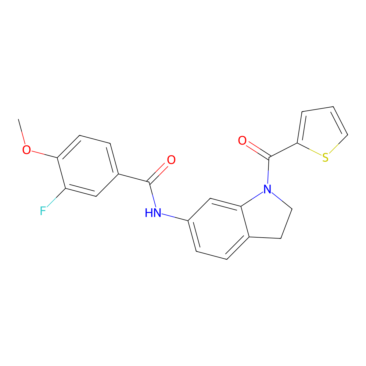 3-fluoro-4-methoxy-N-(1-(thiophene-2-carbonyl)indolin-6-yl)benzamide molecular structure, CAS 1448059-70-8