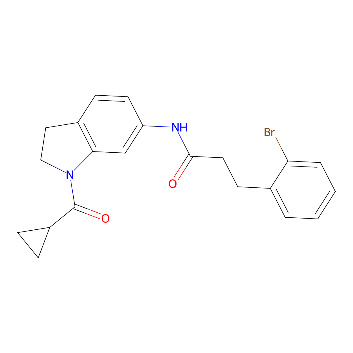 3-(2-bromophenyl)-N-(1-(cyclopropanecarbonyl)indolin-6-yl)propanamide molecular structure, CAS 1448059-74-2