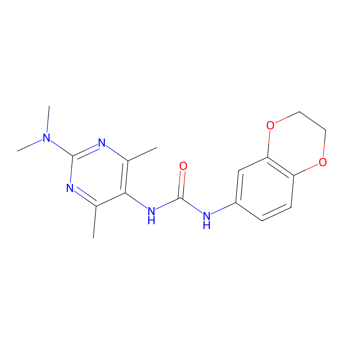 1-(2,3-Dihydro-1,4-benzodioxin-6-YL)-3-[2-(dimethylamino)-4,6-dimethylpyrimidin-5-YL]urea molecular structure, CAS 1448059-78-6