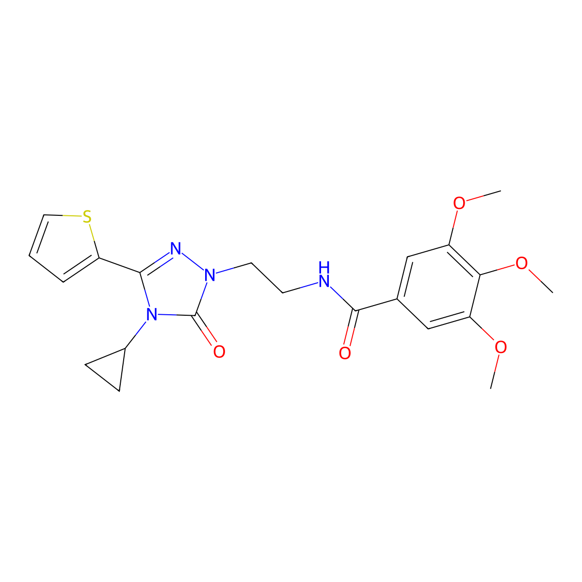 N-{2-[4-cyclopropyl-5-oxo-3-(thiophen-2-yl)-4,5-dihydro-1H-1,2,4-triazol-1-yl]ethyl}-3,4,5-trimethoxybenzamide molecular structure, CAS 1448059-79-7
